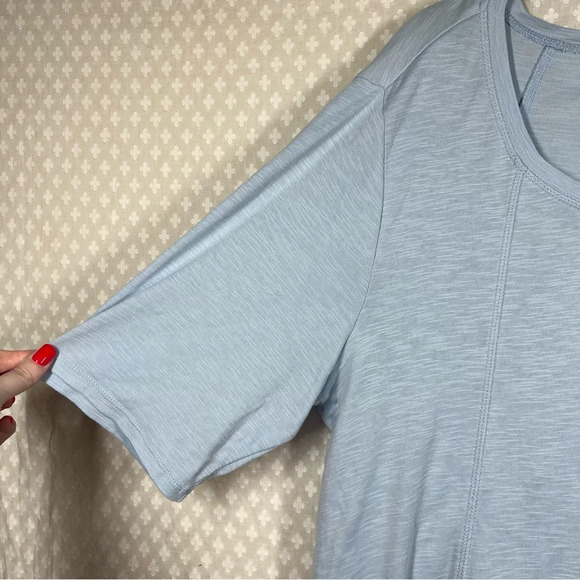 J. Jill Light Blue Pima Seamed Elbow Sleeve Tunic Top - Picture 4 of 9